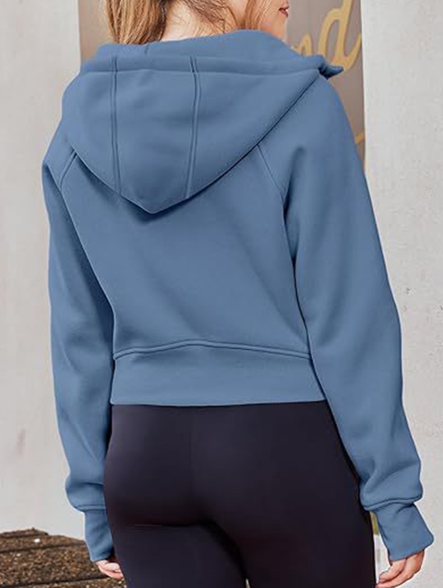 Women's Hooded Short Casual Fleece Sweatshirt_CWOCO00736