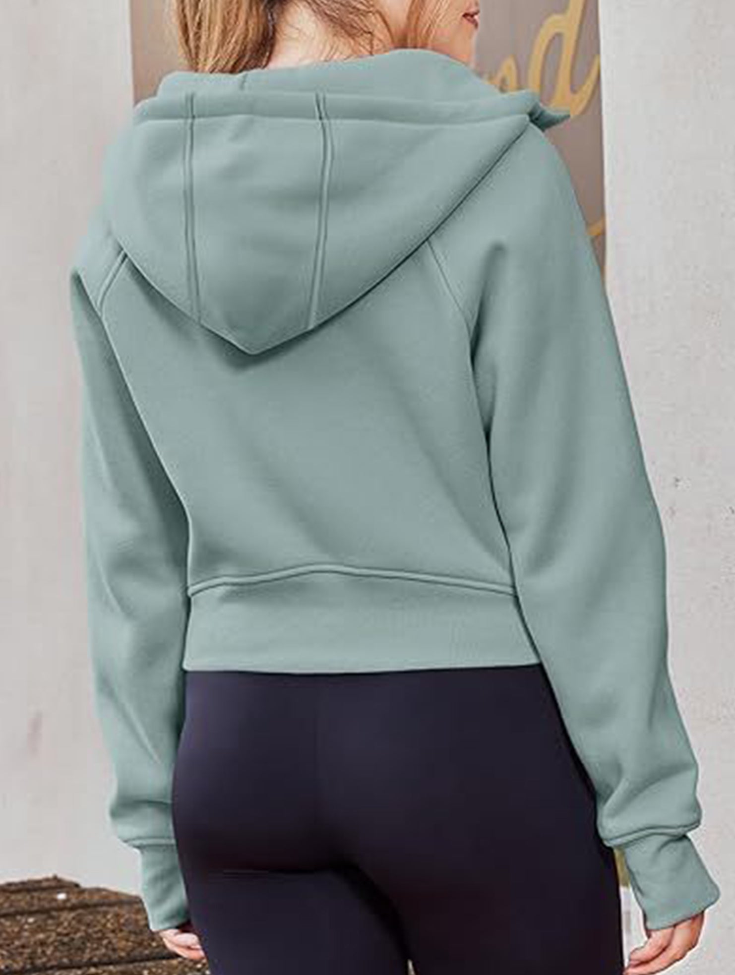 Women's Hooded Short Casual Fleece Sweatshirt_CWOCO00736