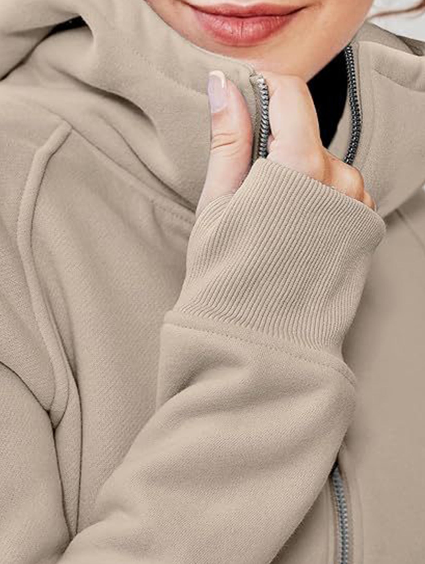 Women's Hooded Short Casual Fleece Sweatshirt_CWOCO00736