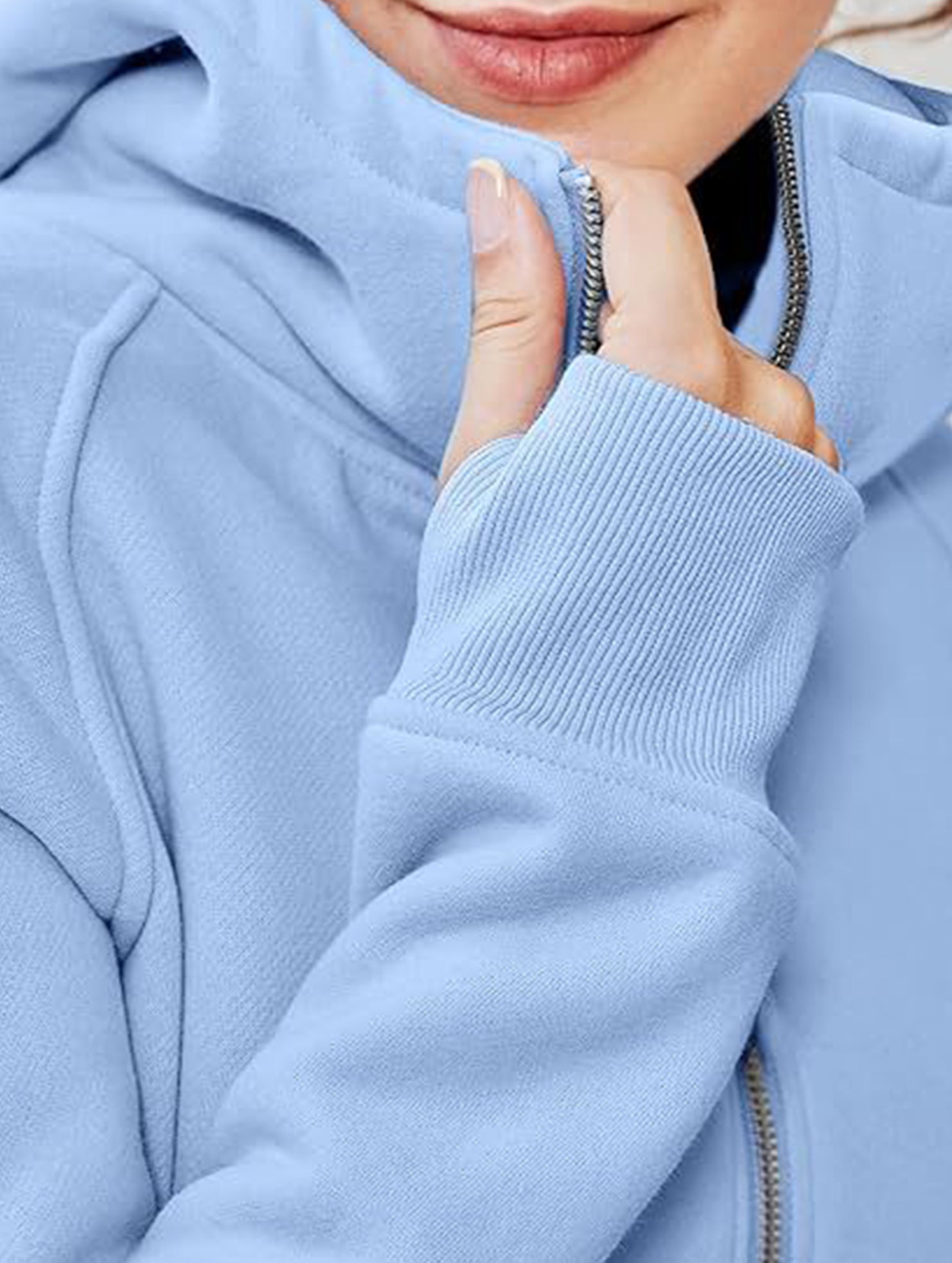 Women's Hooded Short Casual Fleece Sweatshirt_CWOCO00736