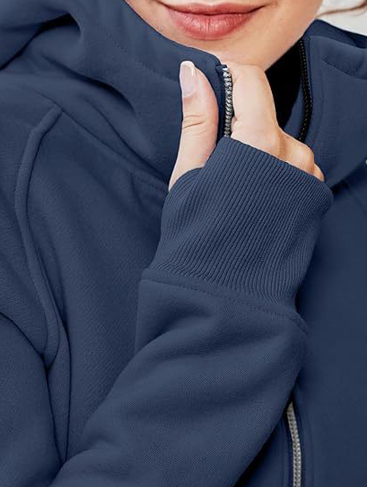 Women's Hooded Short Casual Fleece Sweatshirt_CWOCO00736