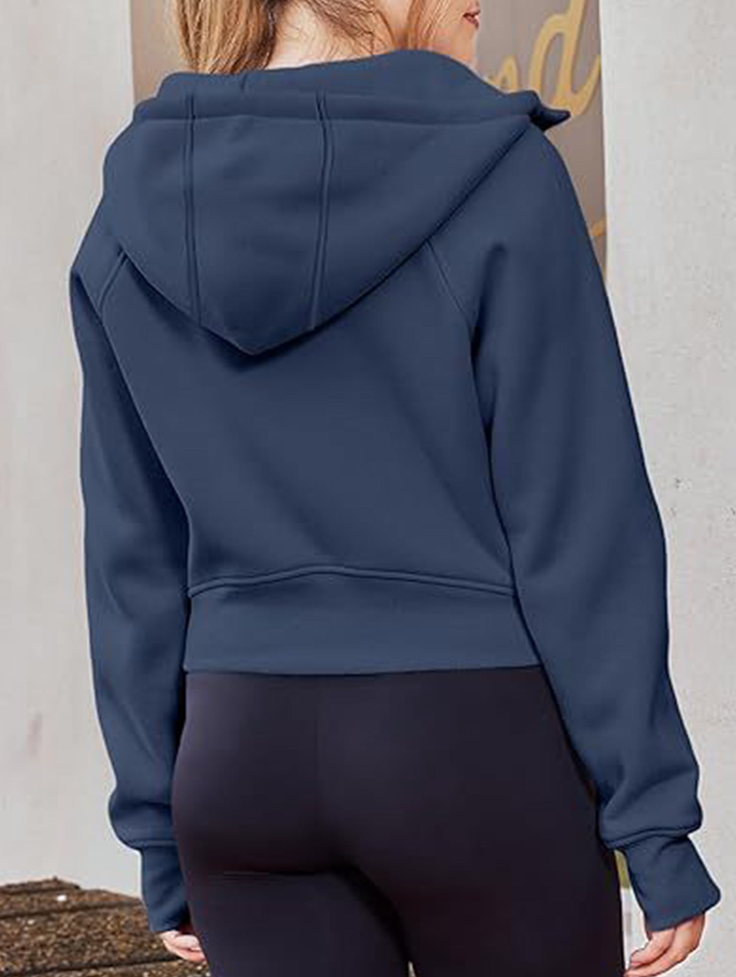Women's Hooded Short Casual Fleece Sweatshirt_CWOCO00736