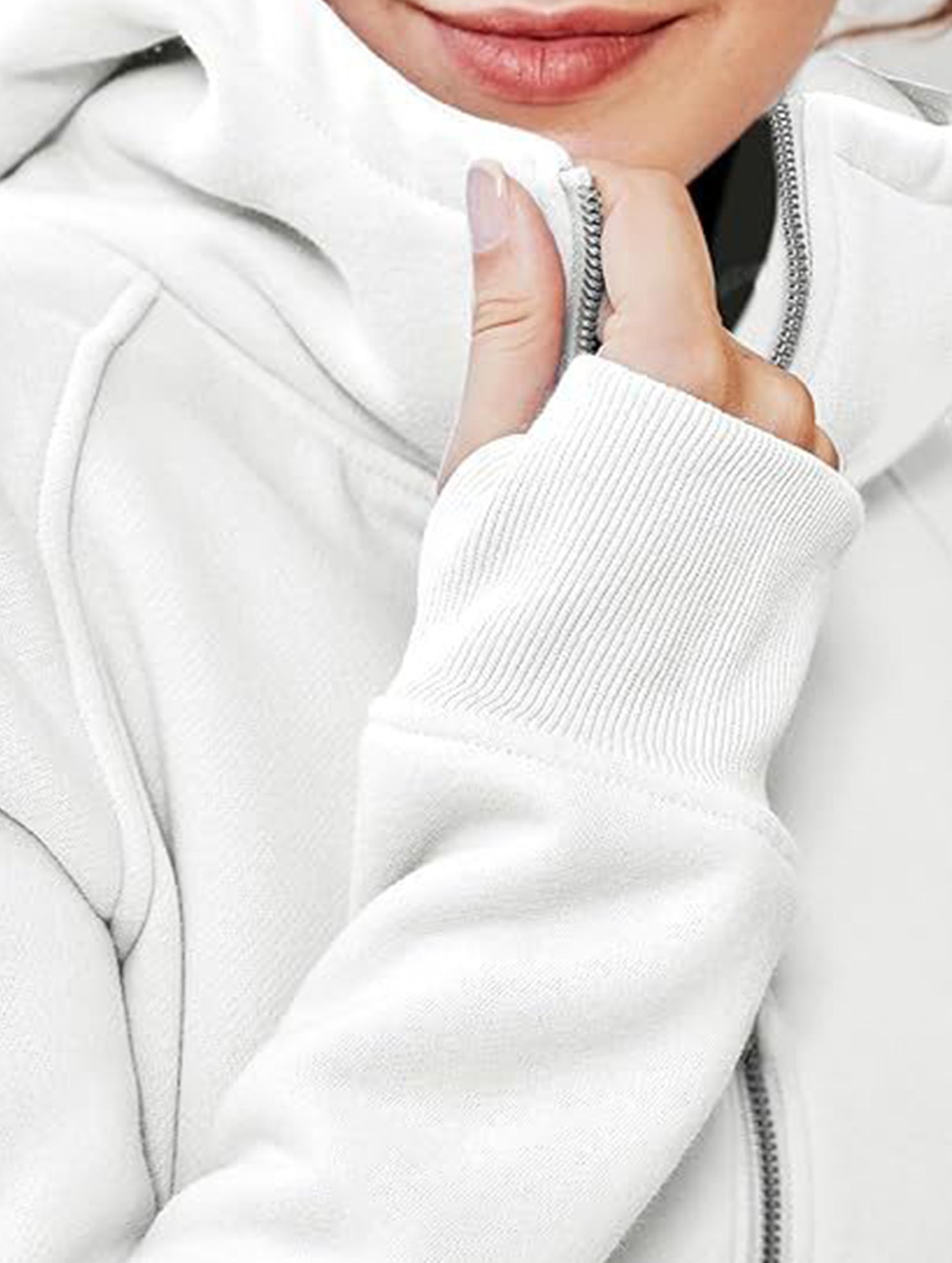 Women's Hooded Short Casual Fleece Sweatshirt_CWOCO00736
