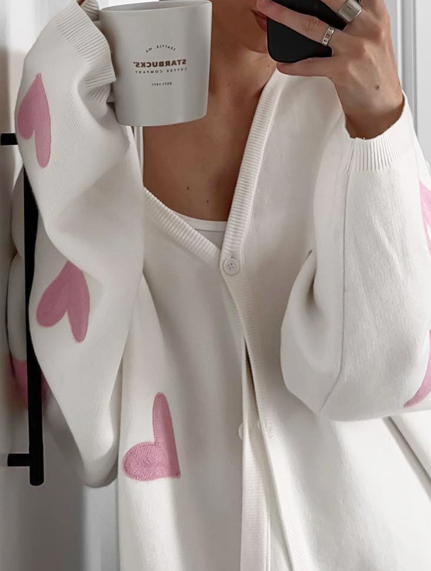 Heart Embroidery Loose Knit Cardigan for Women_CWOCO00753