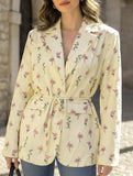 Elegant belted V-neck printed coat for women_CWOCO00755