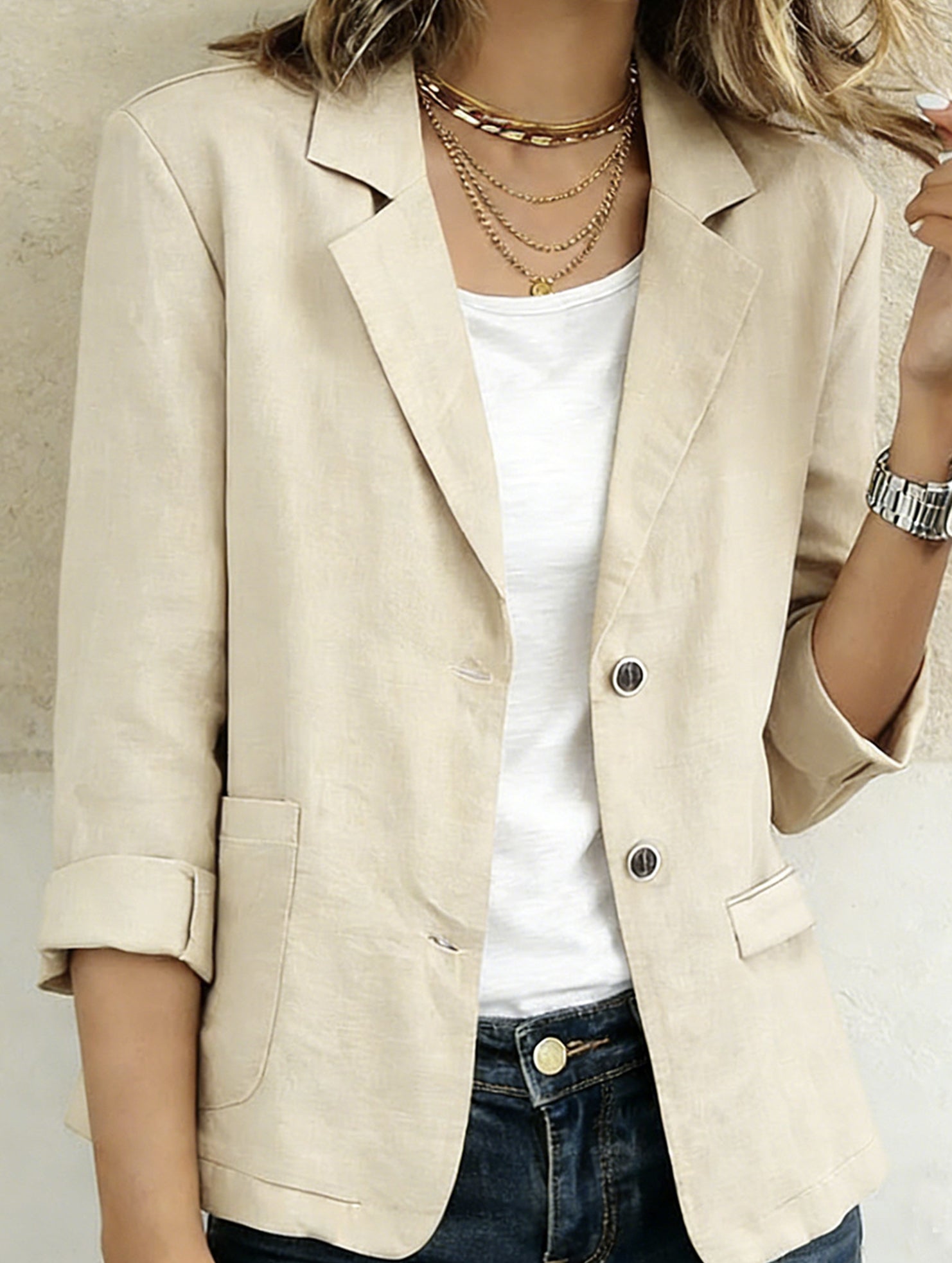 Spring/Summer Cotton Linen Jackets and Blazers_CWOCO00770