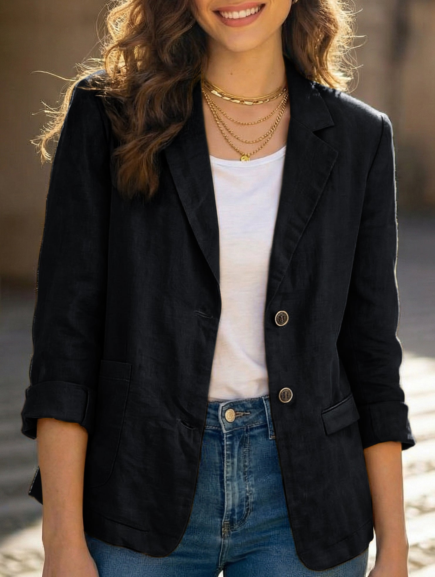 Spring/Summer Cotton Linen Jackets and Blazers_CWOCO00770
