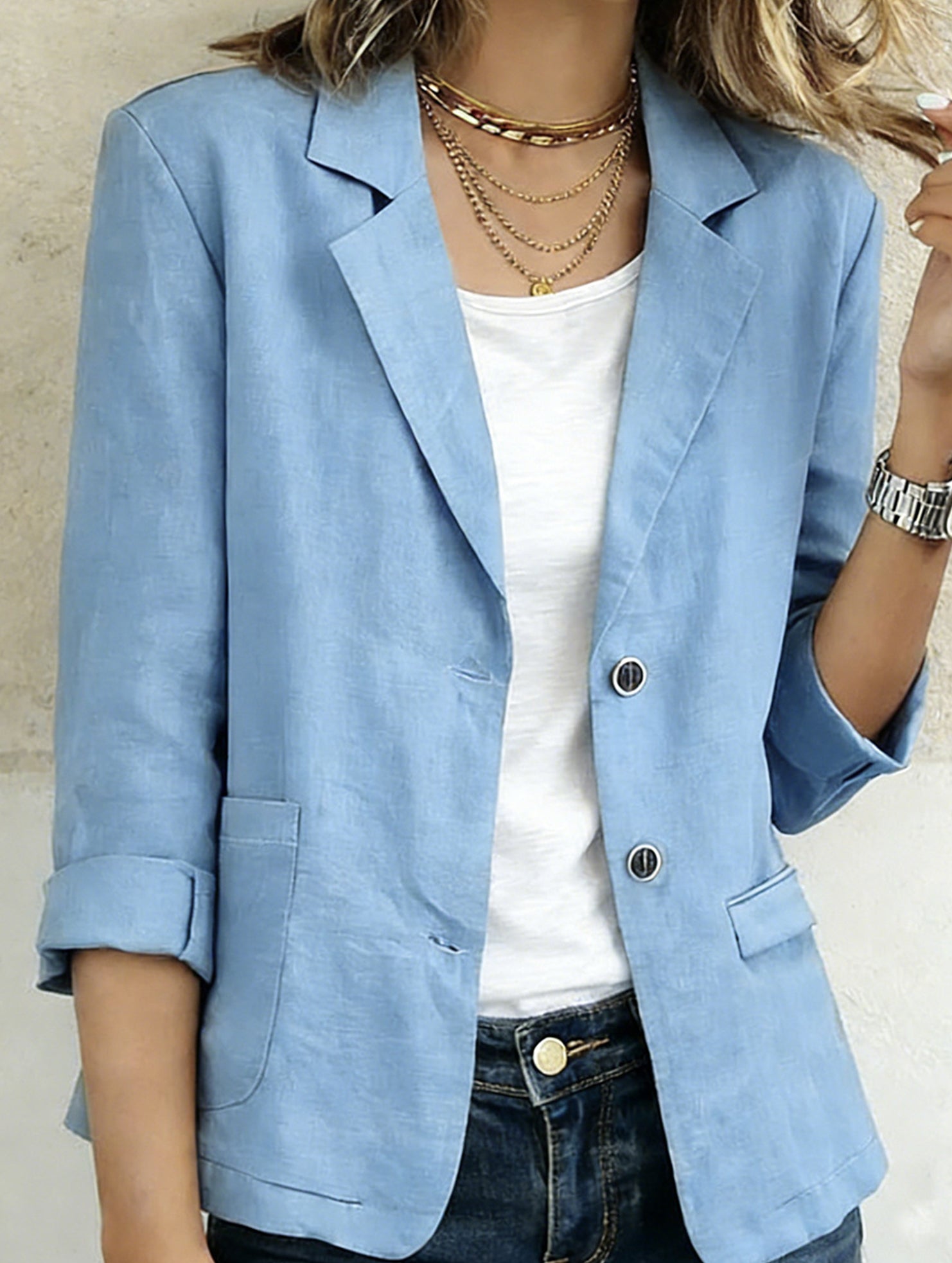 Spring/Summer Cotton Linen Jackets and Blazers_CWOCO00770