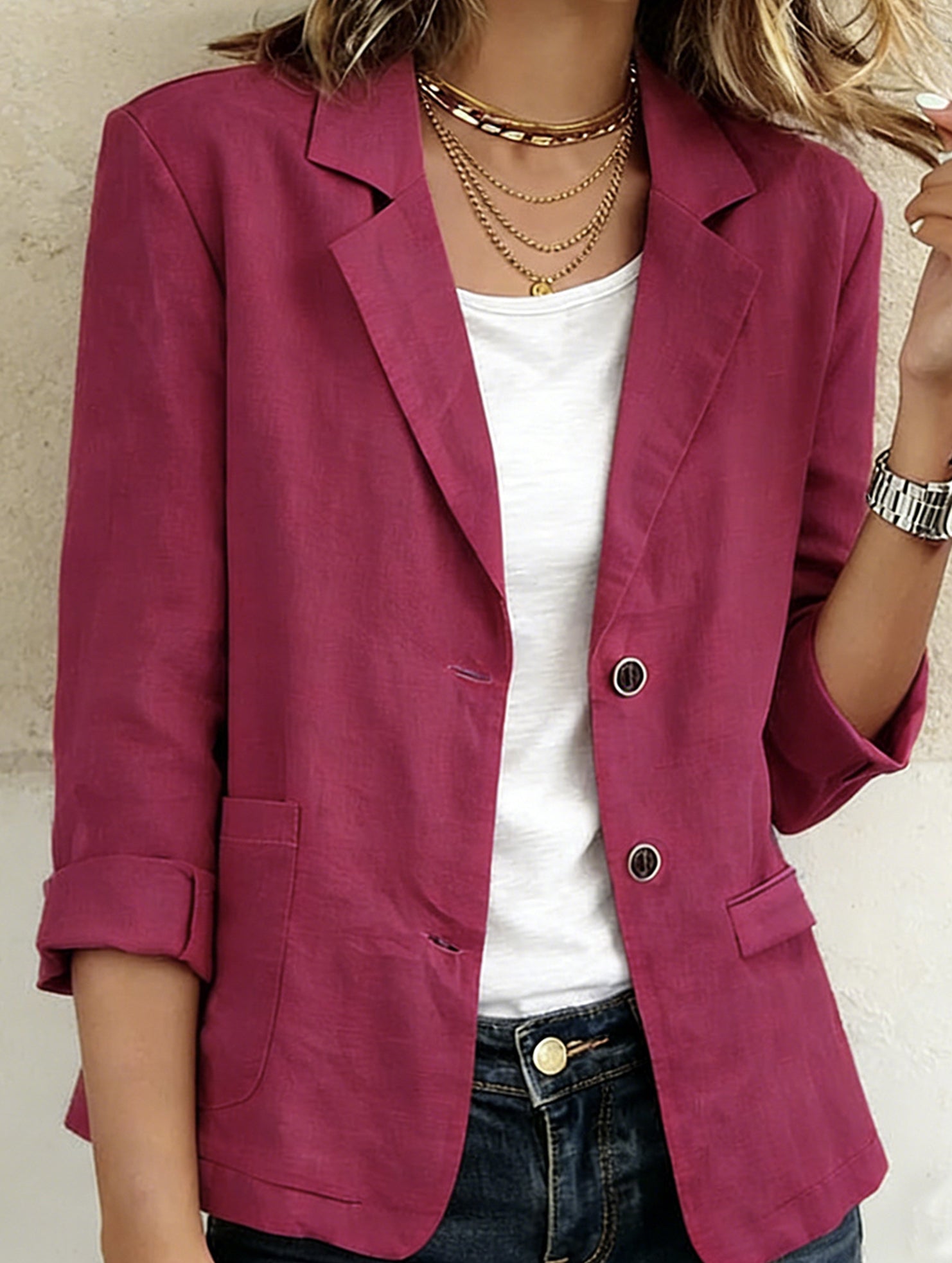 Spring/Summer Cotton Linen Jackets and Blazers_CWOCO00770