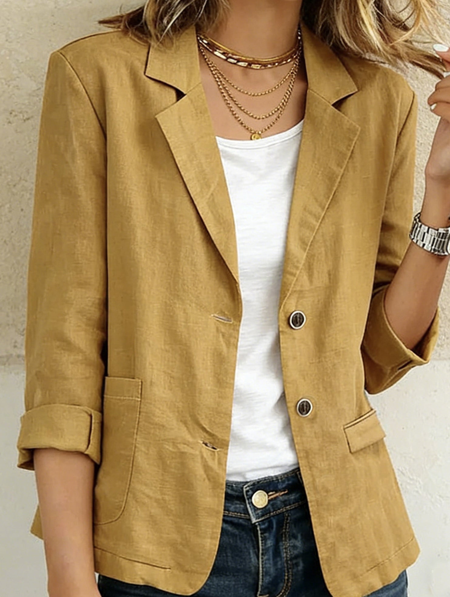 Spring/Summer Cotton Linen Jackets and Blazers_CWOCO00770