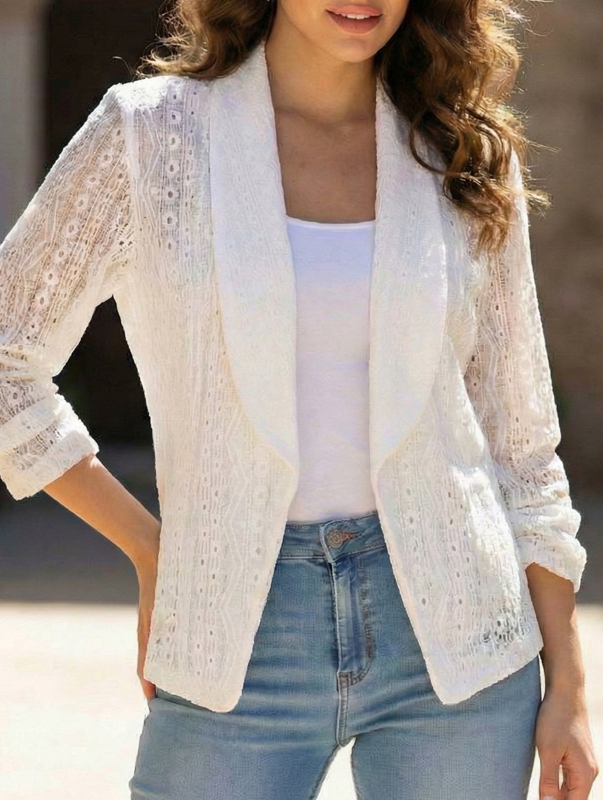 Elegant Jacket with Hollow-out Embroidery for Women_CWOCO00771