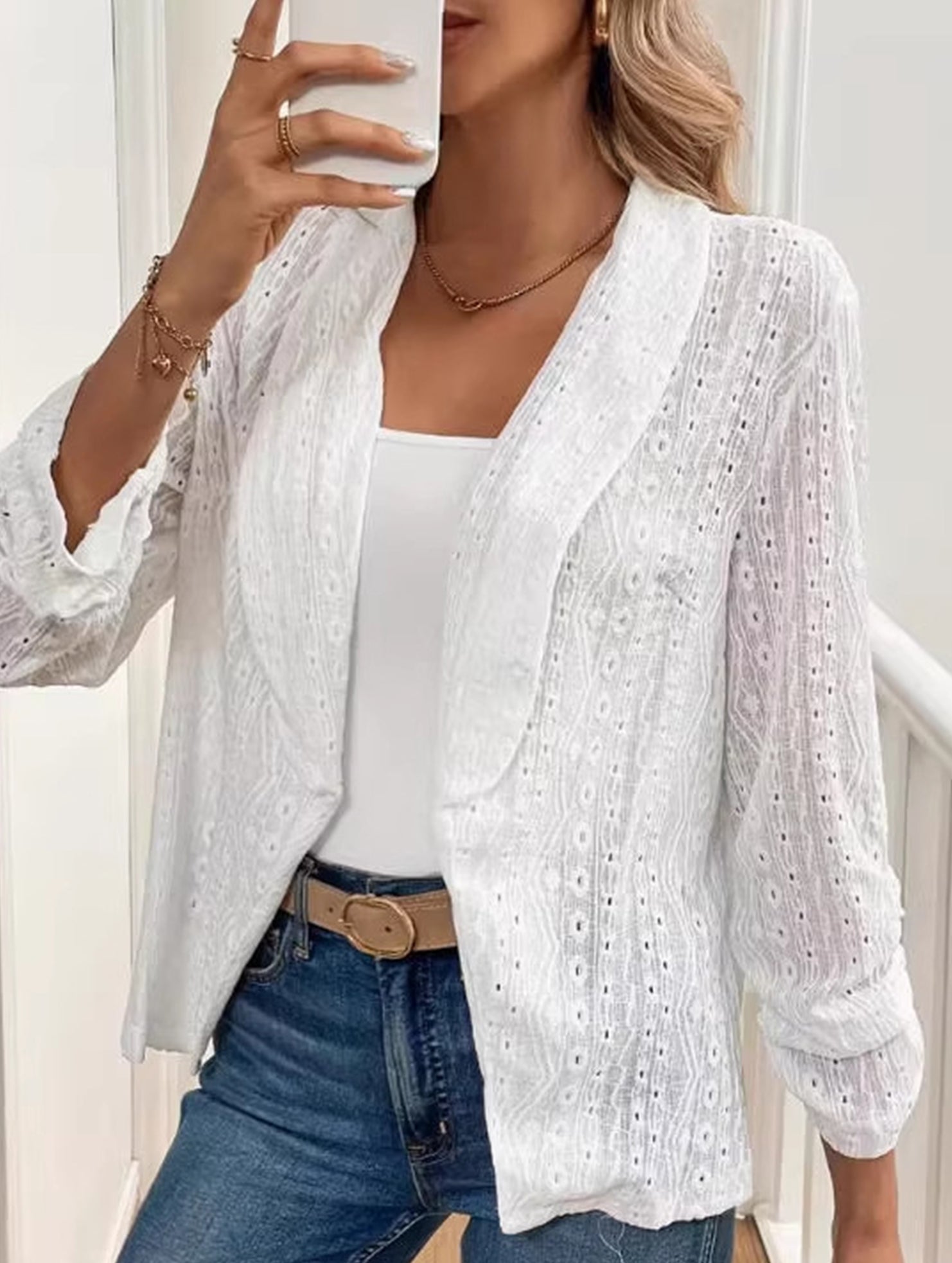 Elegant Jacket with Hollow-out Embroidery for Women_CWOCO00771