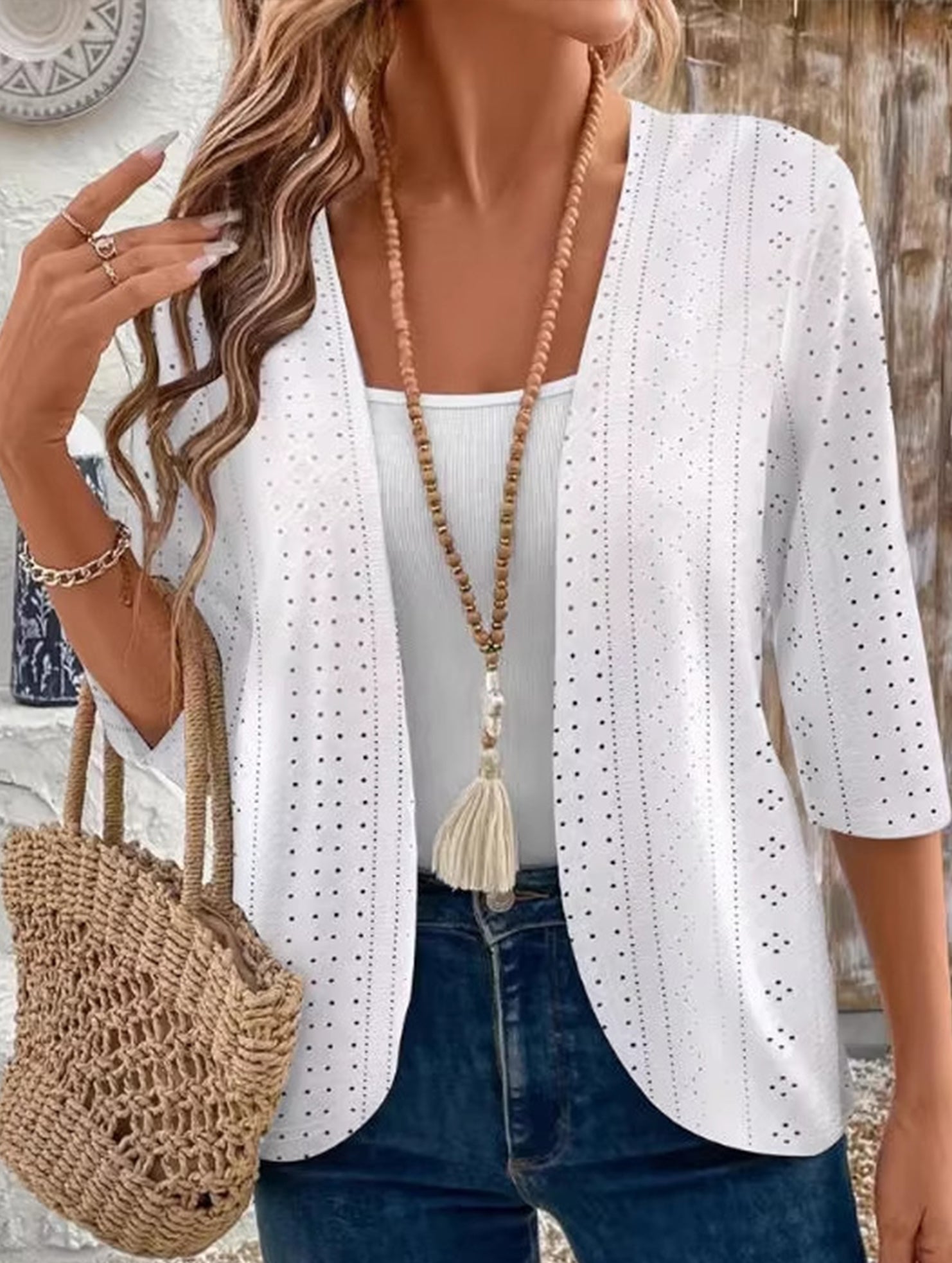 Women's openwork embroidered casual jacket_CWOCO00772