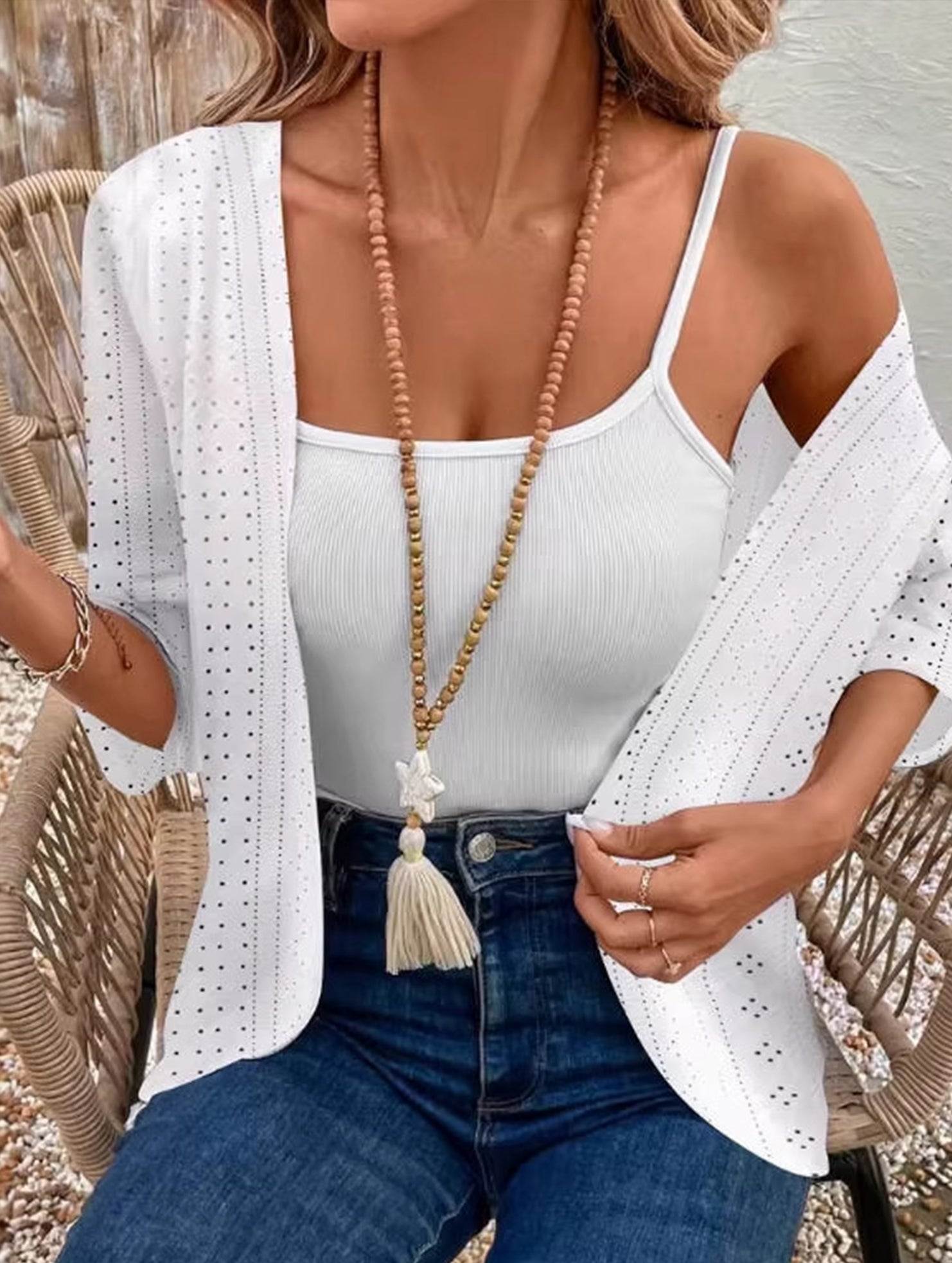 Women's openwork embroidered casual jacket_CWOCO00772
