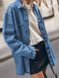 Retro oversized denim shirt for women