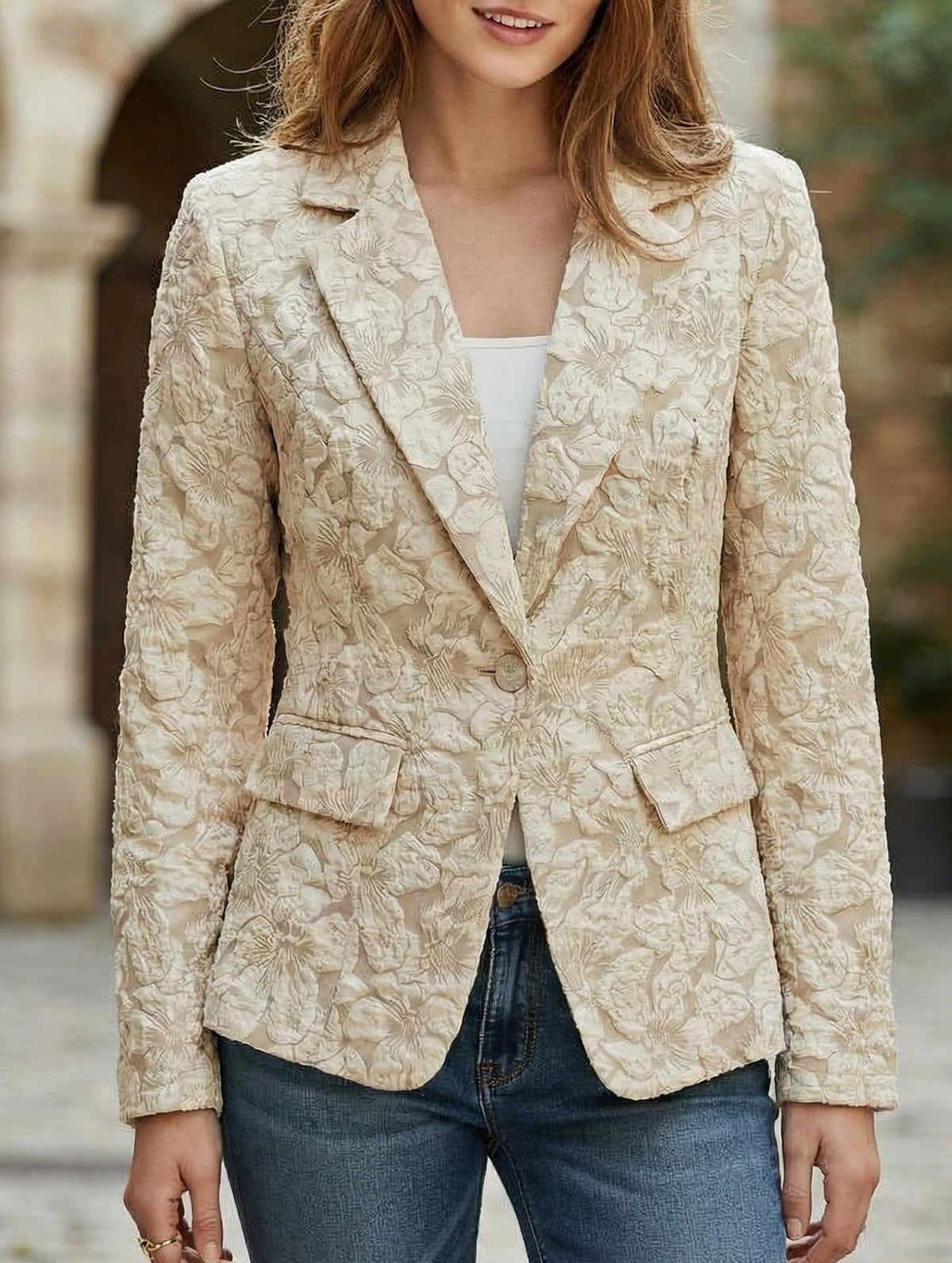 Retro Lily Jacquard Slim Fit Suit for Women_CWOCO00778
