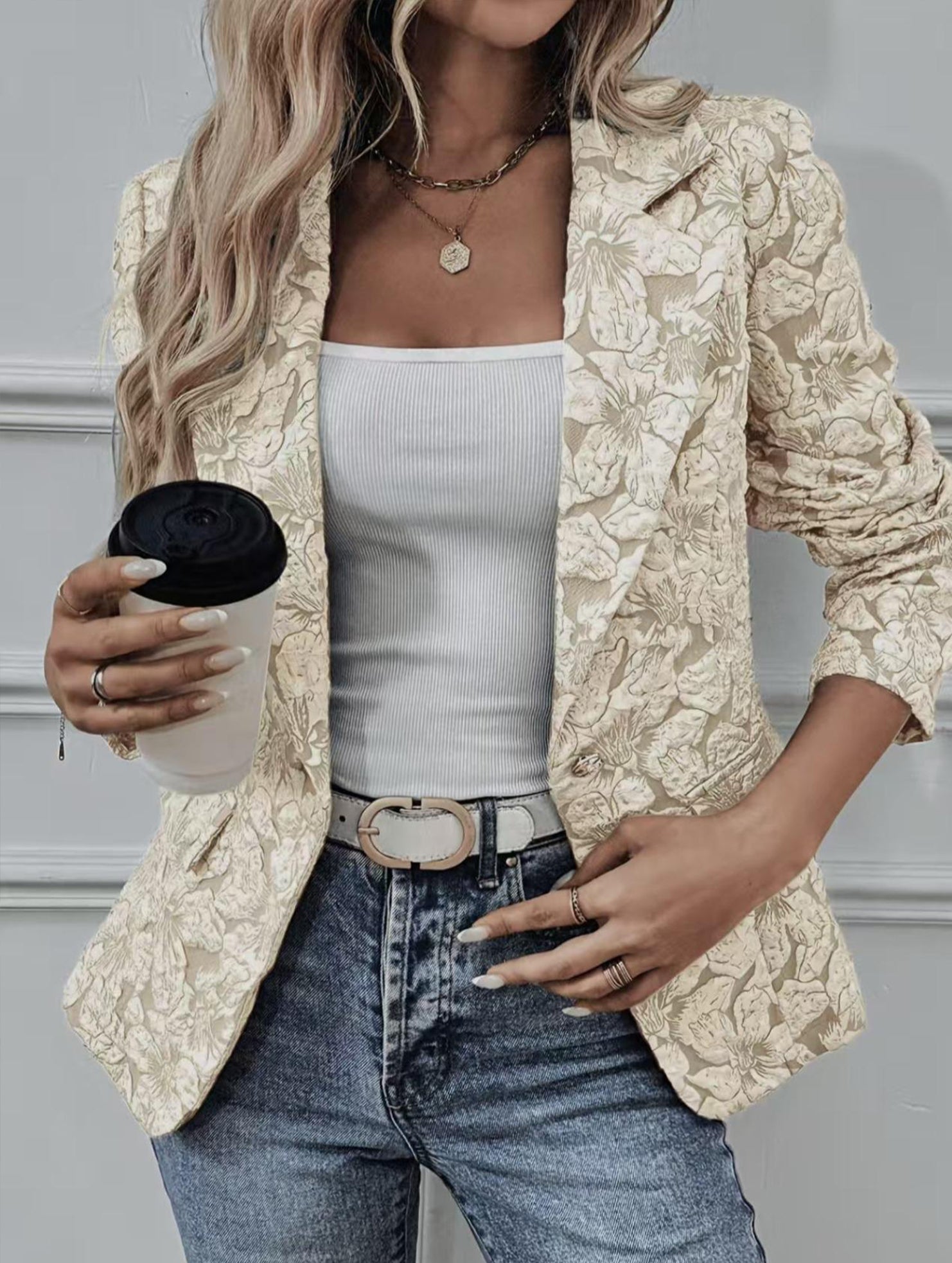 Retro Lily Jacquard Slim Fit Suit for Women