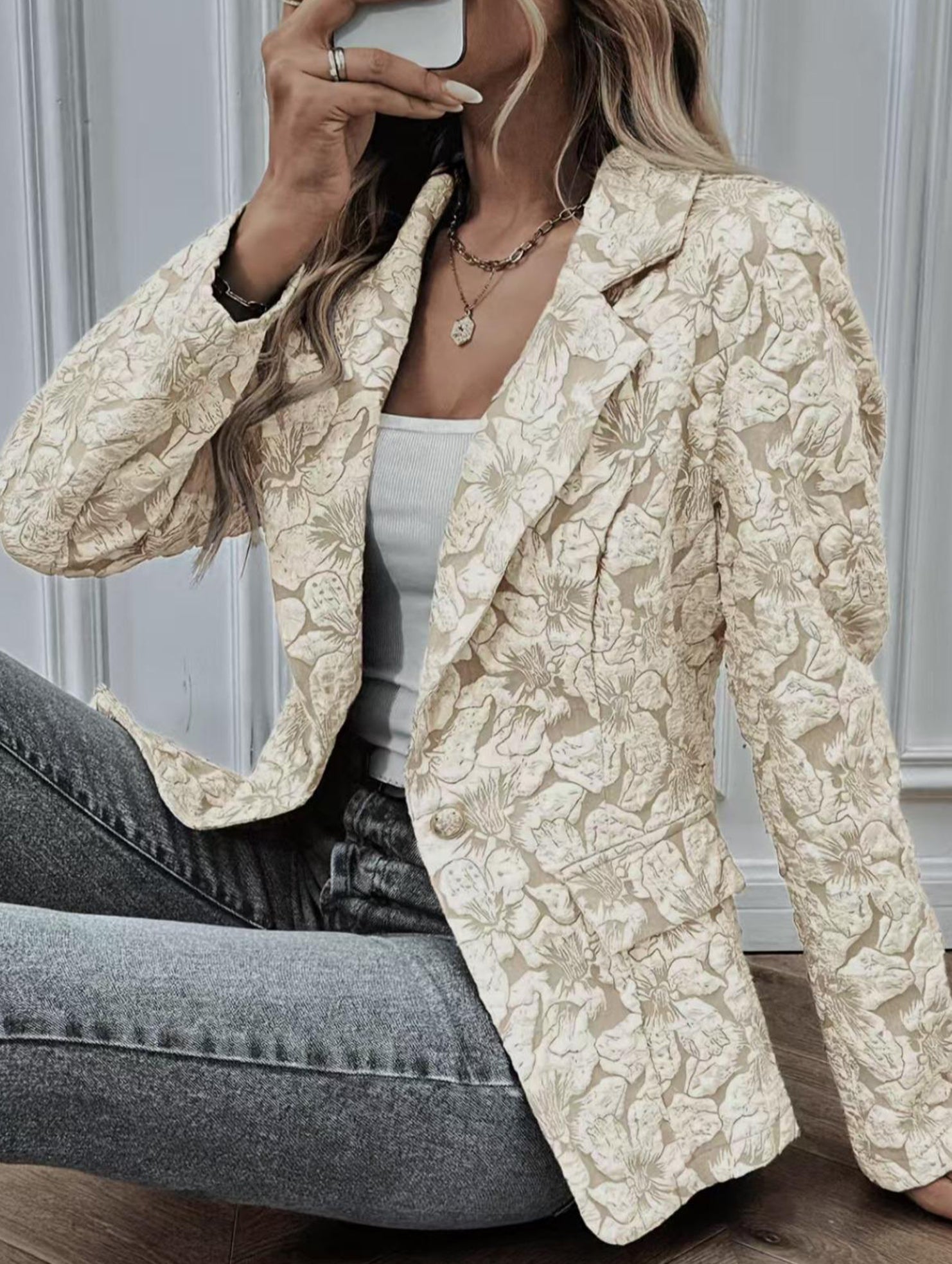 Retro Lily Jacquard Slim Fit Suit for Women