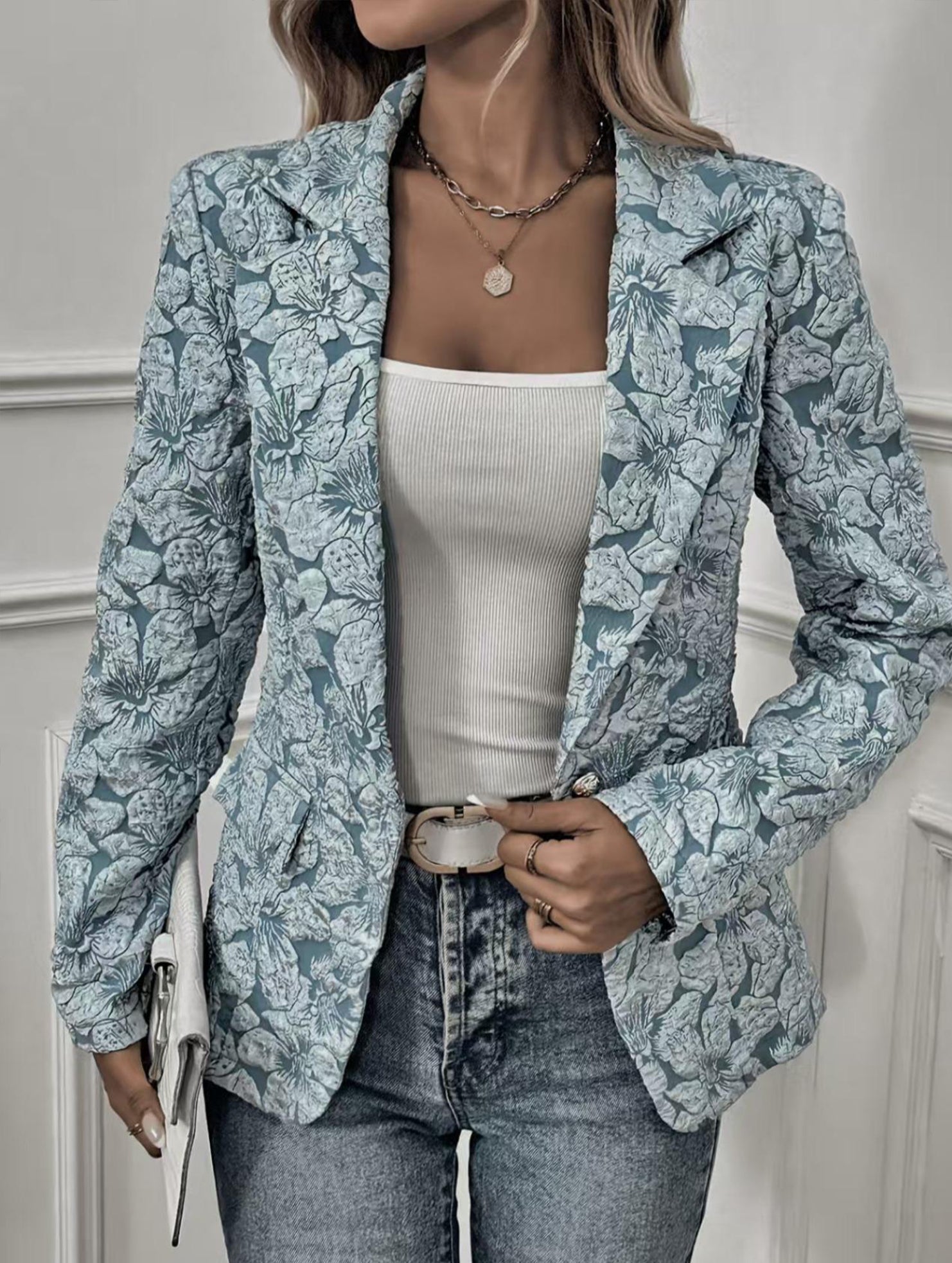 Retro Lily Jacquard Slim Fit Suit for Women