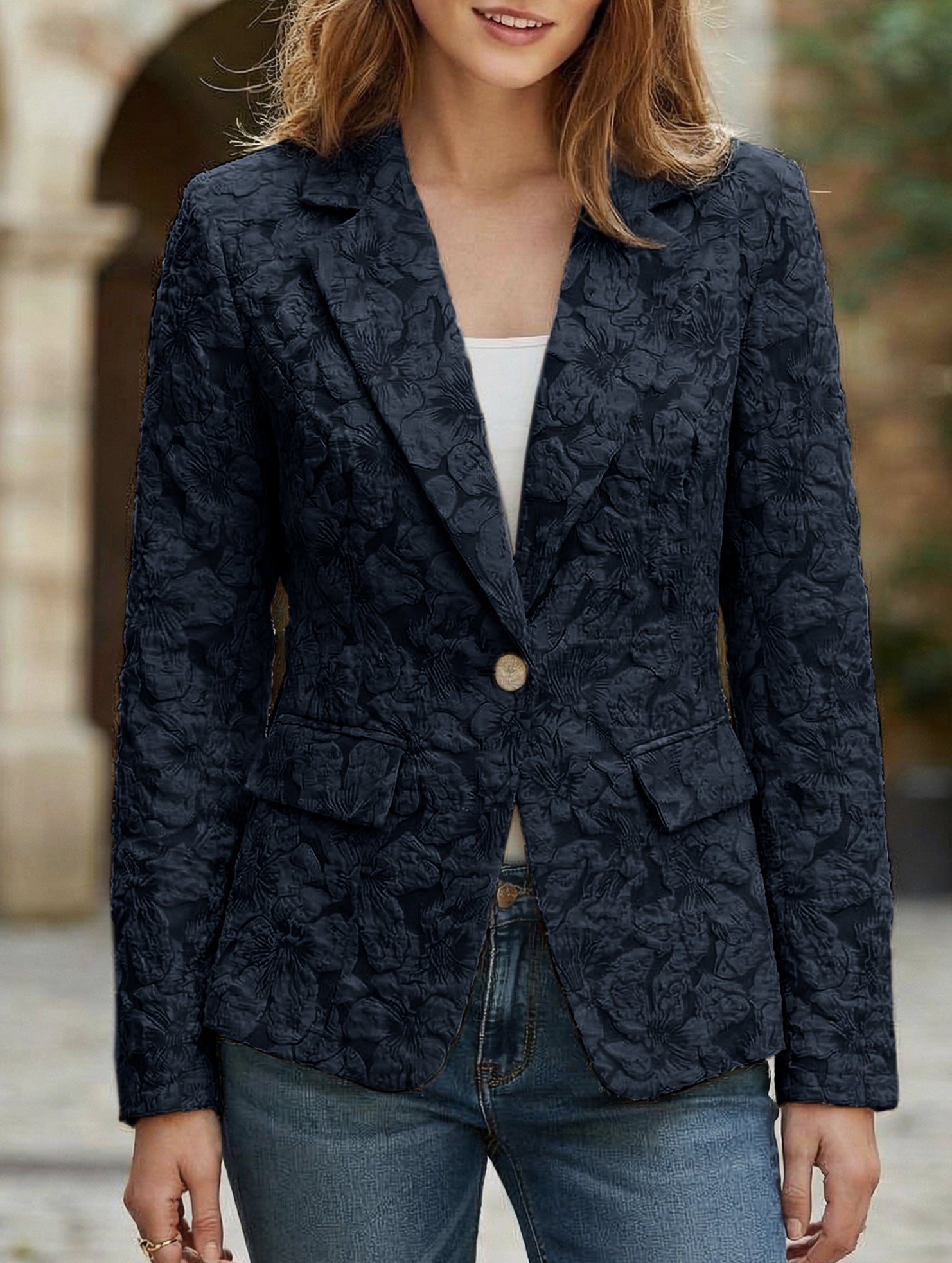 Retro Lily Jacquard Slim Fit Suit for Women_CWOCO00778
