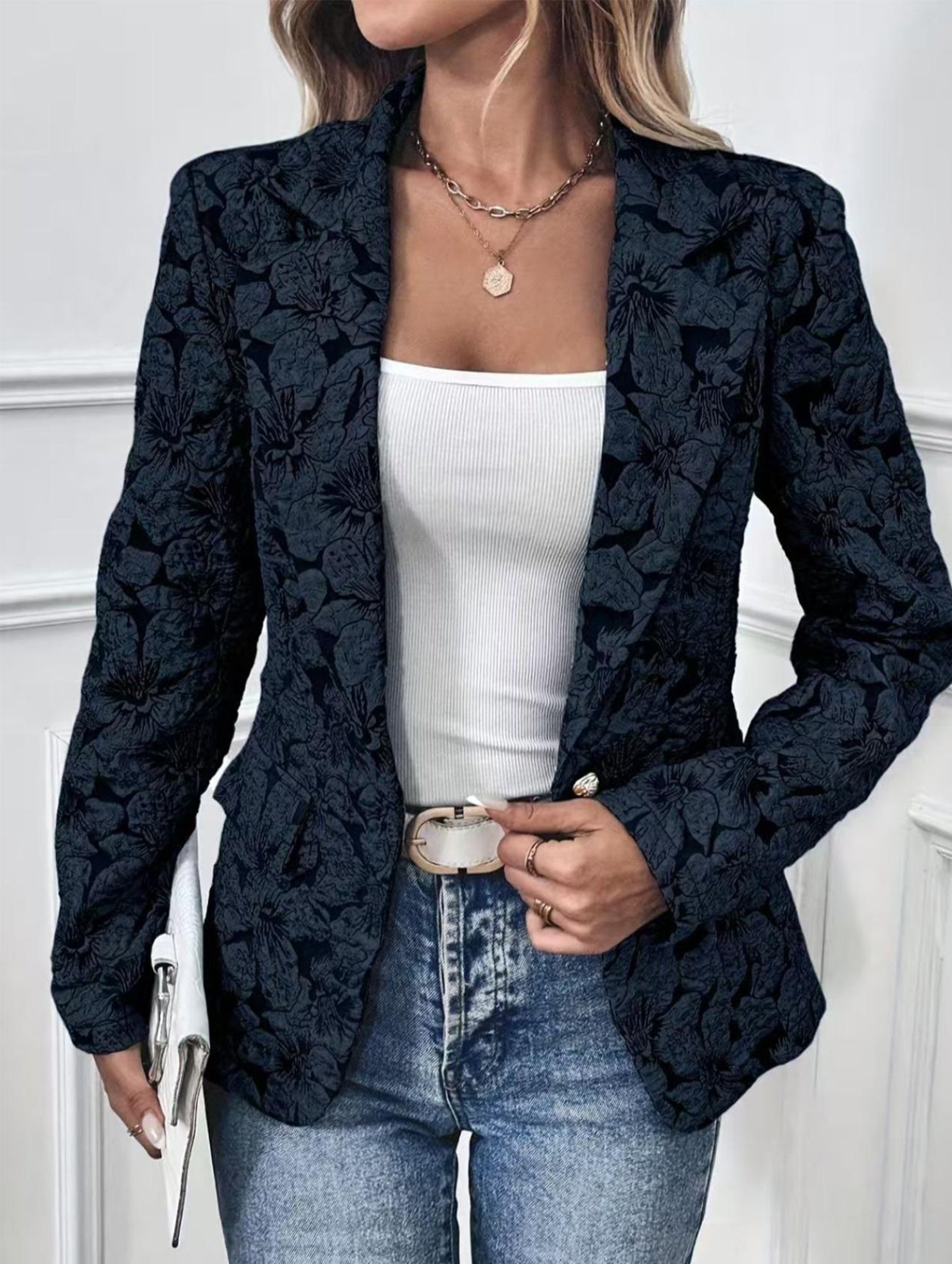 Retro Lily Jacquard Slim Fit Suit for Women