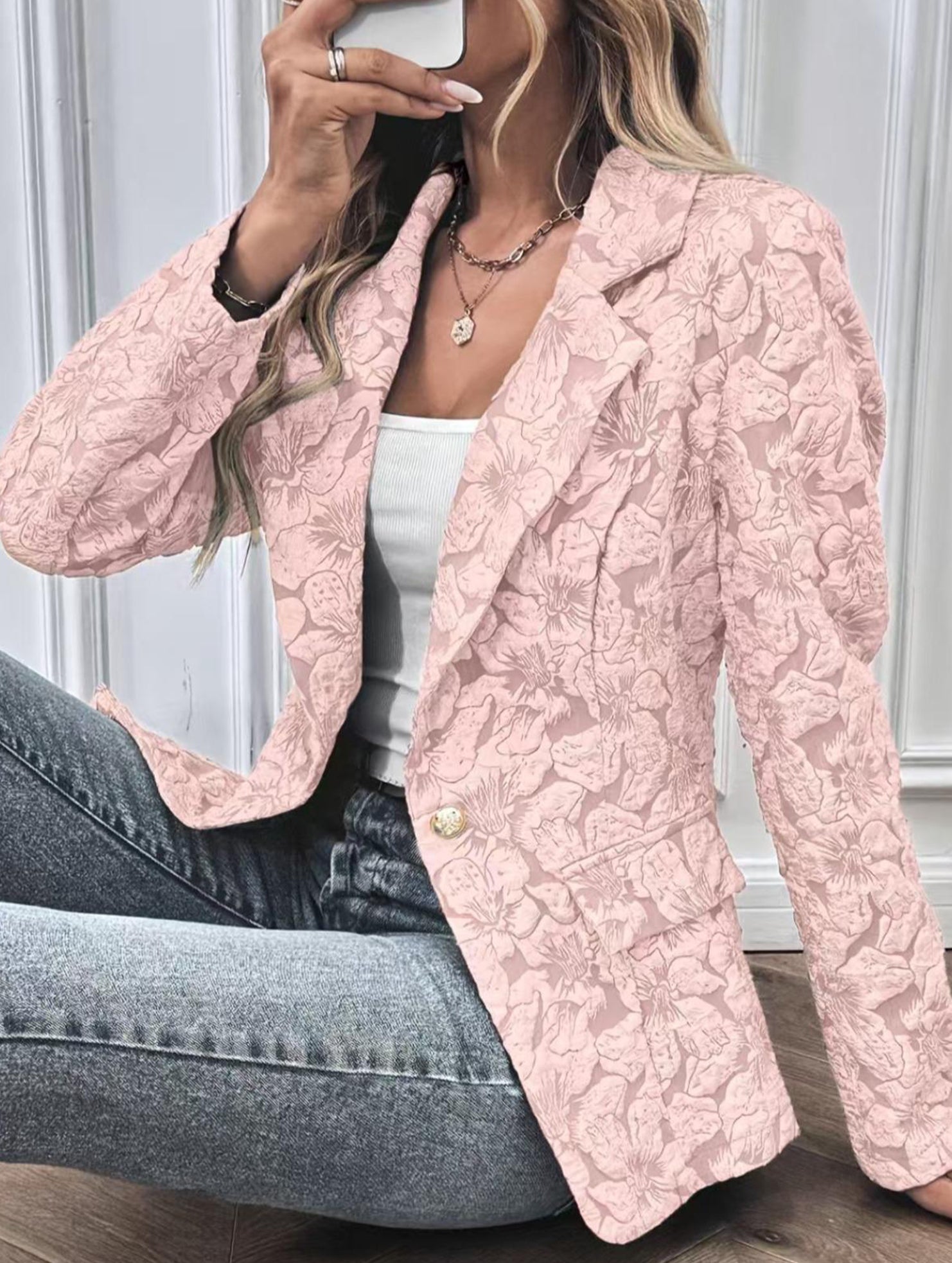 Retro Lily Jacquard Slim Fit Suit for Women_CWOCO00778