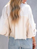 Casual and stylish waffle patchwork washed jacket_CWOCO00780