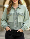 Casual and stylish waffle patchwork washed jacket_CWOCO00780