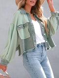 Casual and stylish waffle patchwork washed jacket