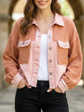 Casual and stylish waffle patchwork washed jacket