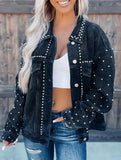 Studded heavy-duty casual fashion corduroy short jacket
