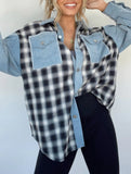 Casual and stylish plaid wool patchwork coat