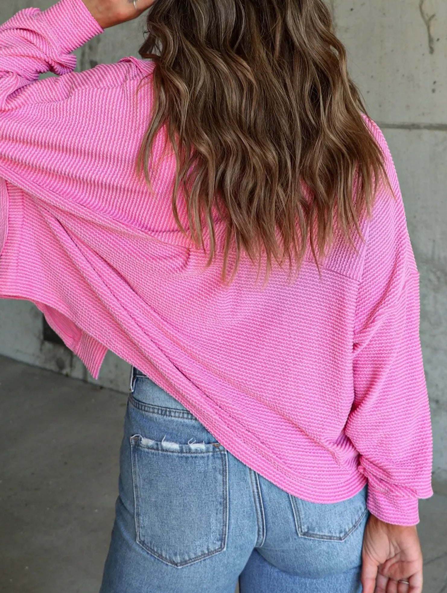 Short casual ribbed single-breasted coat for women