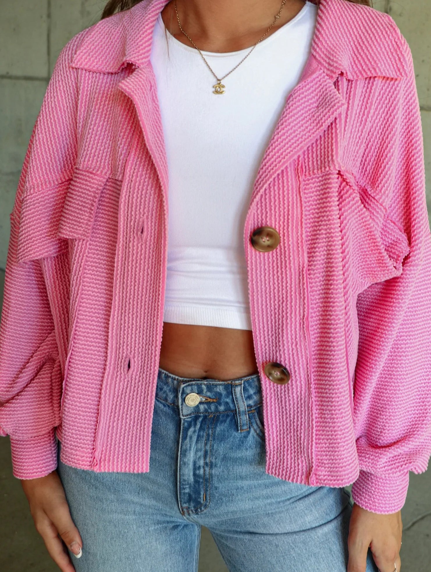 Short casual ribbed single-breasted coat for women_CWOCO00783
