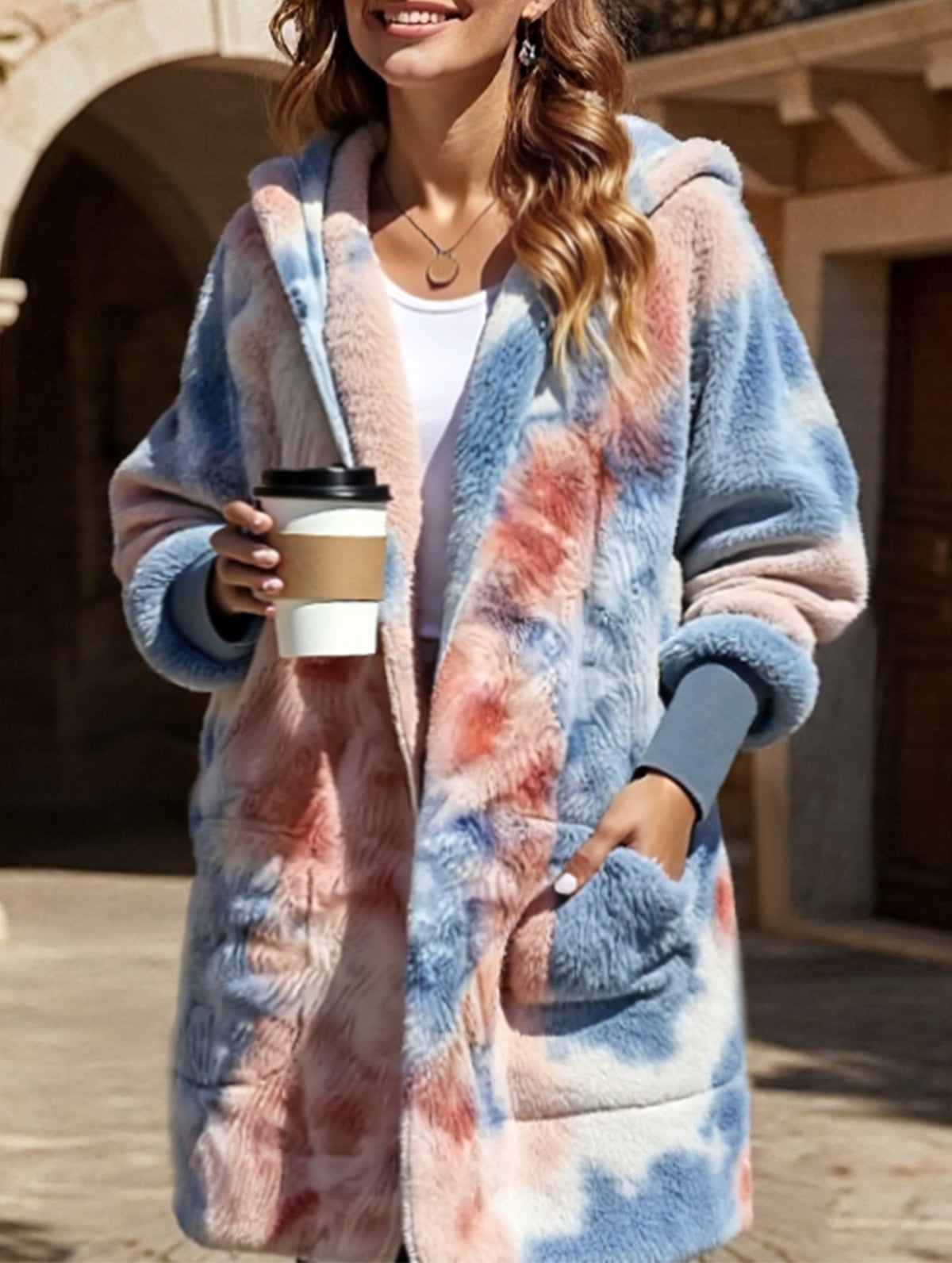 tie-dye cardigan hooded jacket