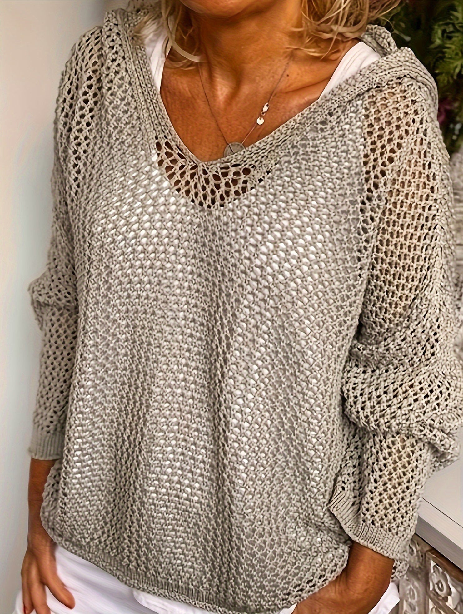 Thin loose sun-proof knitted hooded sweater