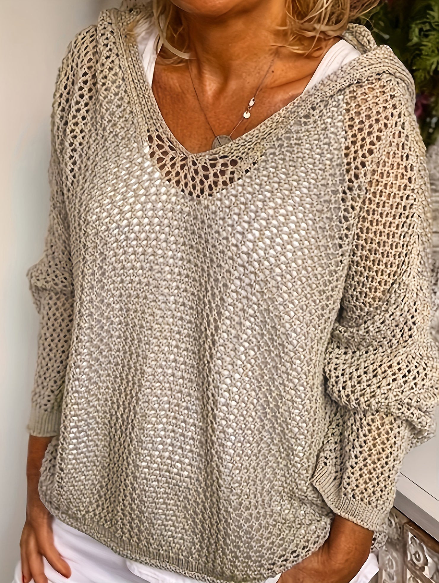 Thin loose sun-proof knitted hooded sweater