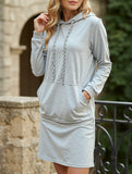 Striped patchwork hooded sweatshirt dress