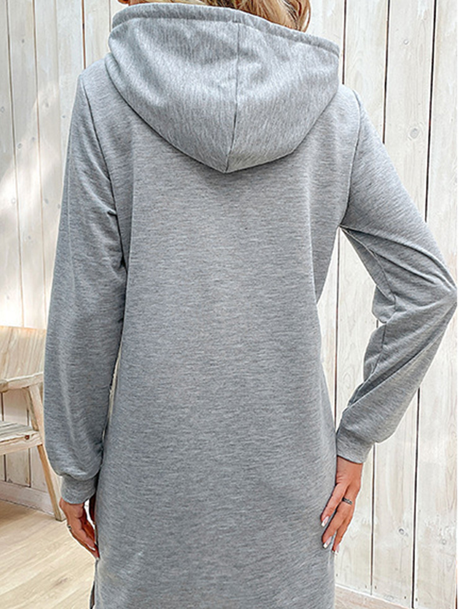 Striped patchwork hooded sweatshirt dress