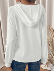 Solid color lace-paneled hooded sweatshirt
