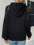 Casual Loose Hooded Lace Panel Top