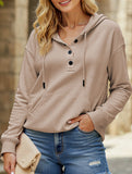 Loose casual hooded drawstring pocket sweatshirt