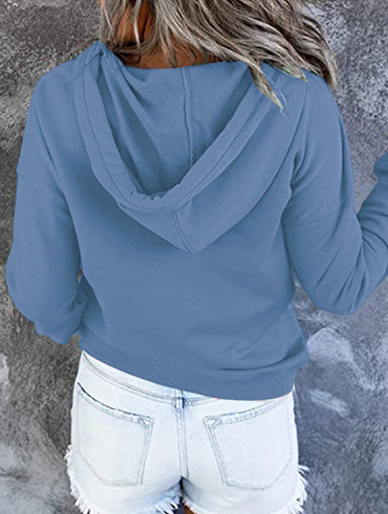 Loose casual hooded drawstring pocket sweatshirt