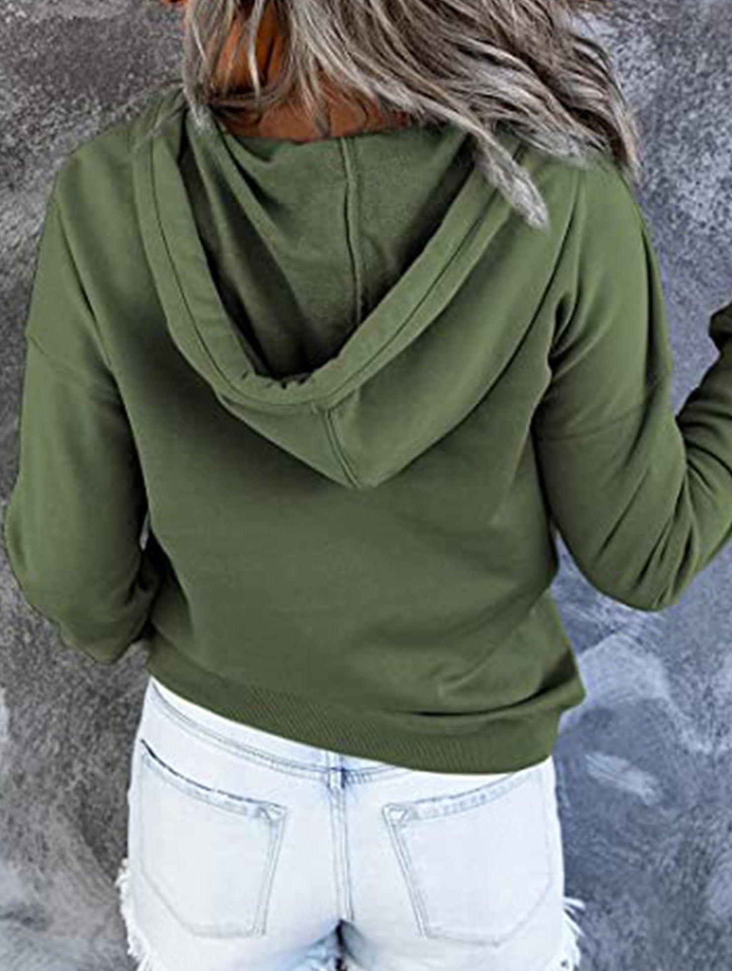 Loose casual hooded drawstring pocket sweatshirt
