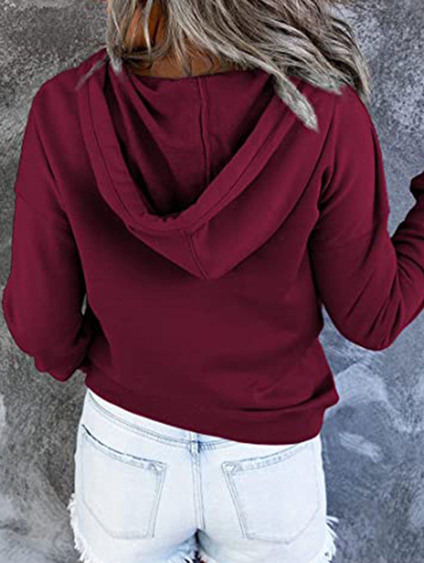 Loose casual hooded drawstring pocket sweatshirt