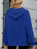 Hooded Loose Long Sleeve Zipper Pocket Sweatshirt