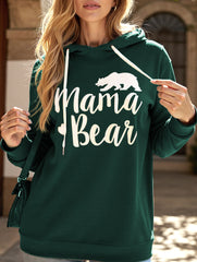 Loose long-sleeved printed hooded sweatshirt