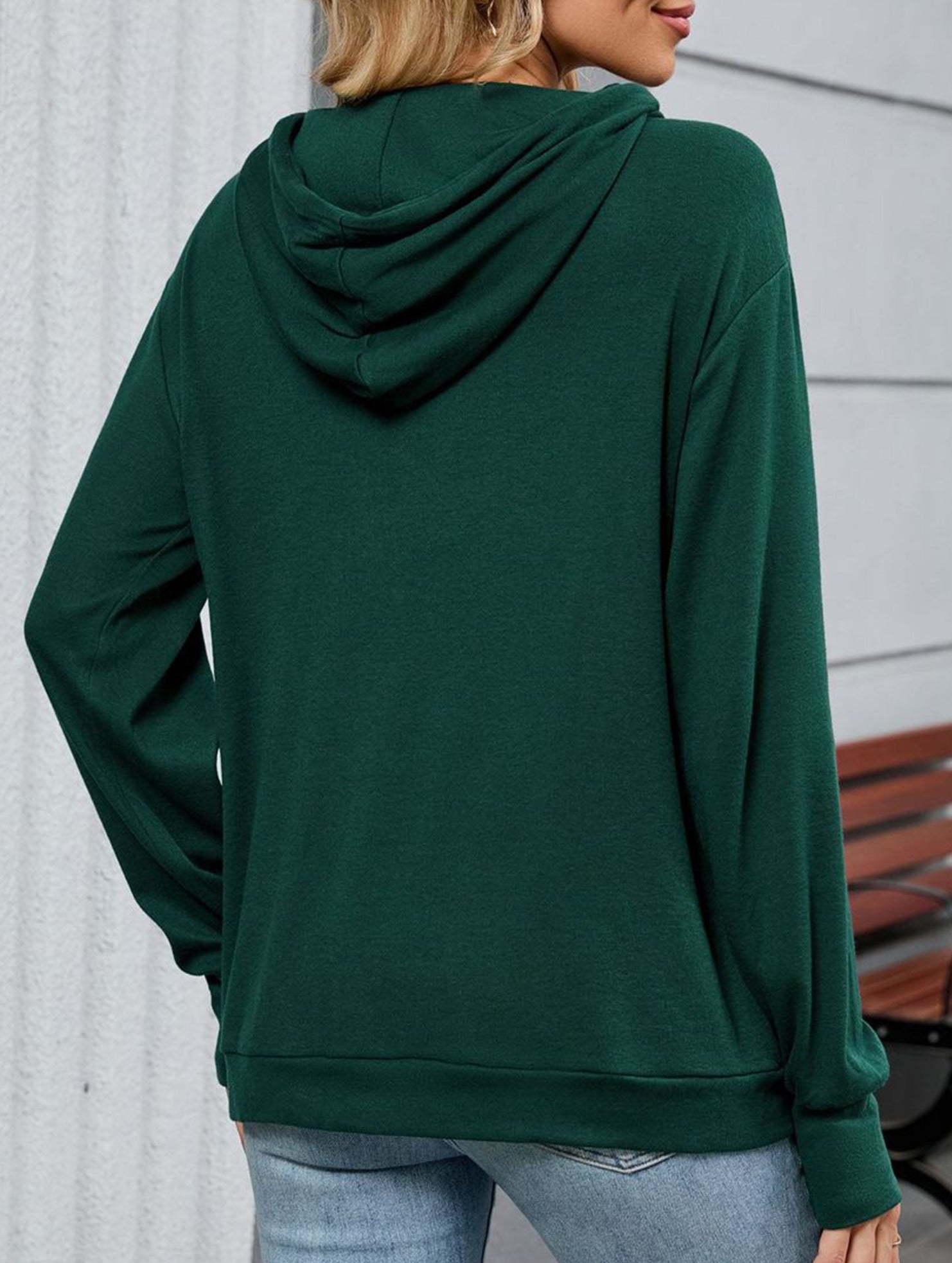 Loose long-sleeved printed hooded sweatshirt