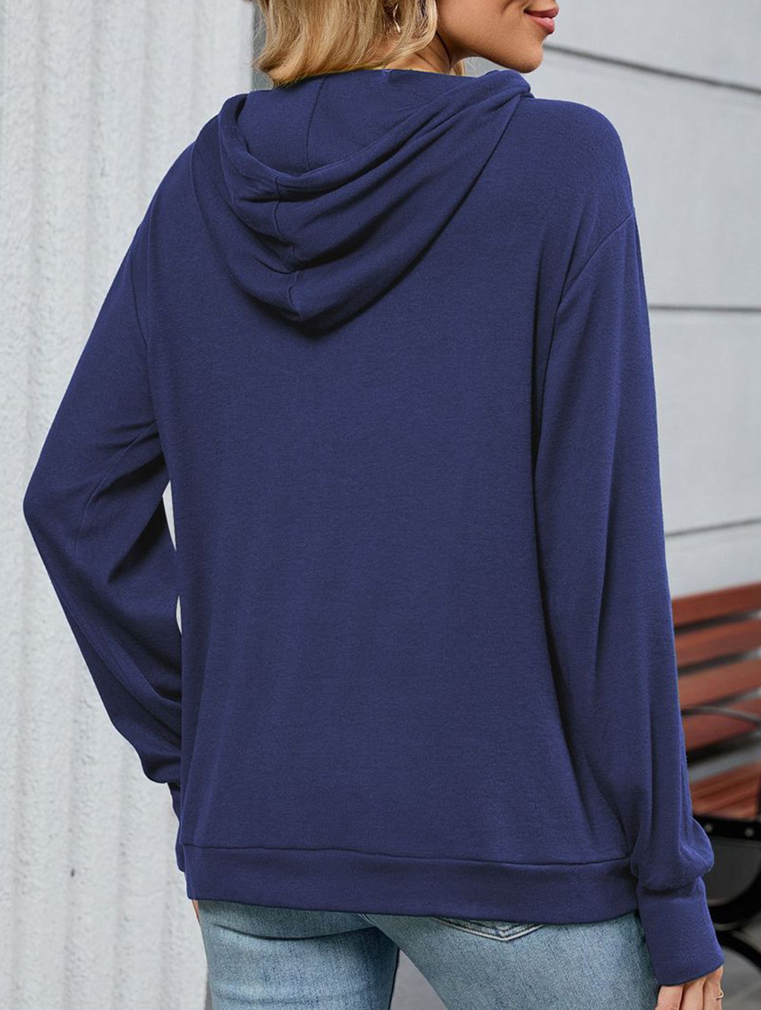 Loose long-sleeved printed hooded sweatshirt