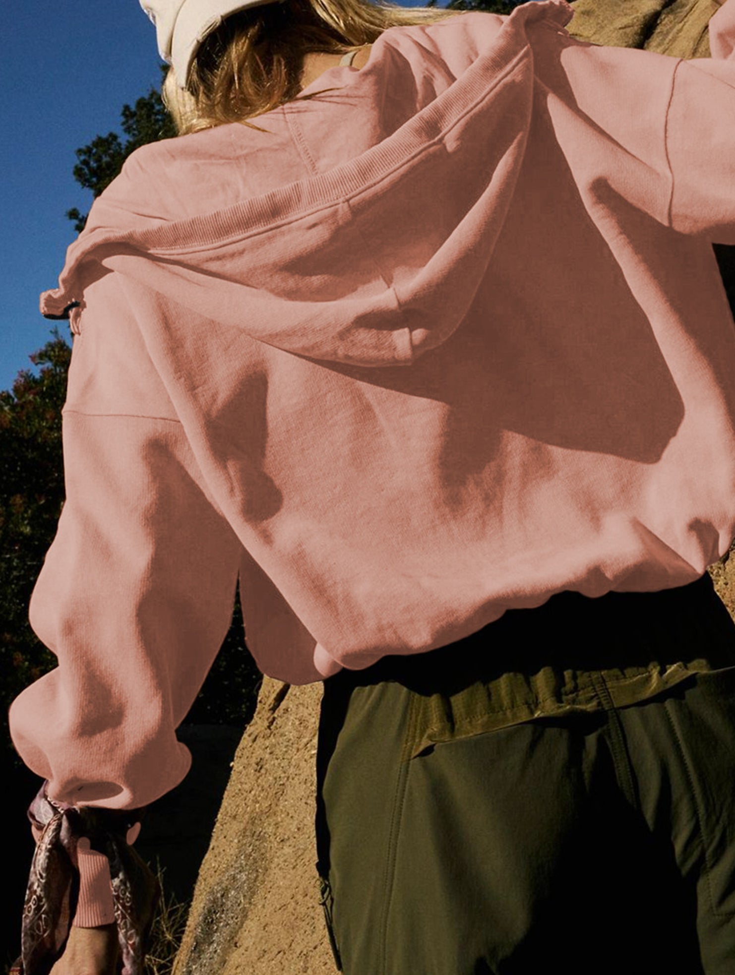 Zipper drawstring long-sleeved hoodie